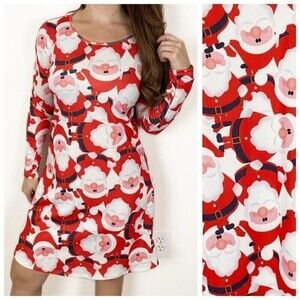 CHRISTMAS SANTA CLAUS Long Sleeve Dress Holiday Party Cocktail Sexy OUGES